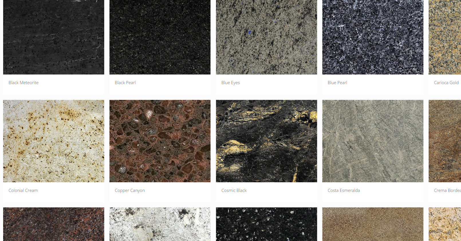 Granite with large flecks of dark and light blue, white, grey and black.